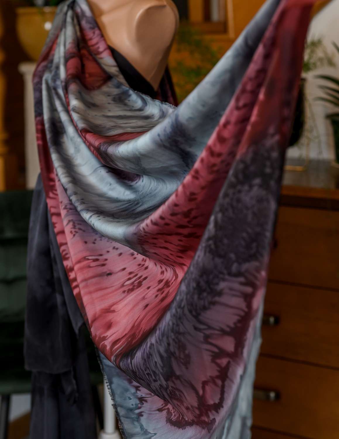 Unique Silk Scarf </br>RUBY EMBRACE