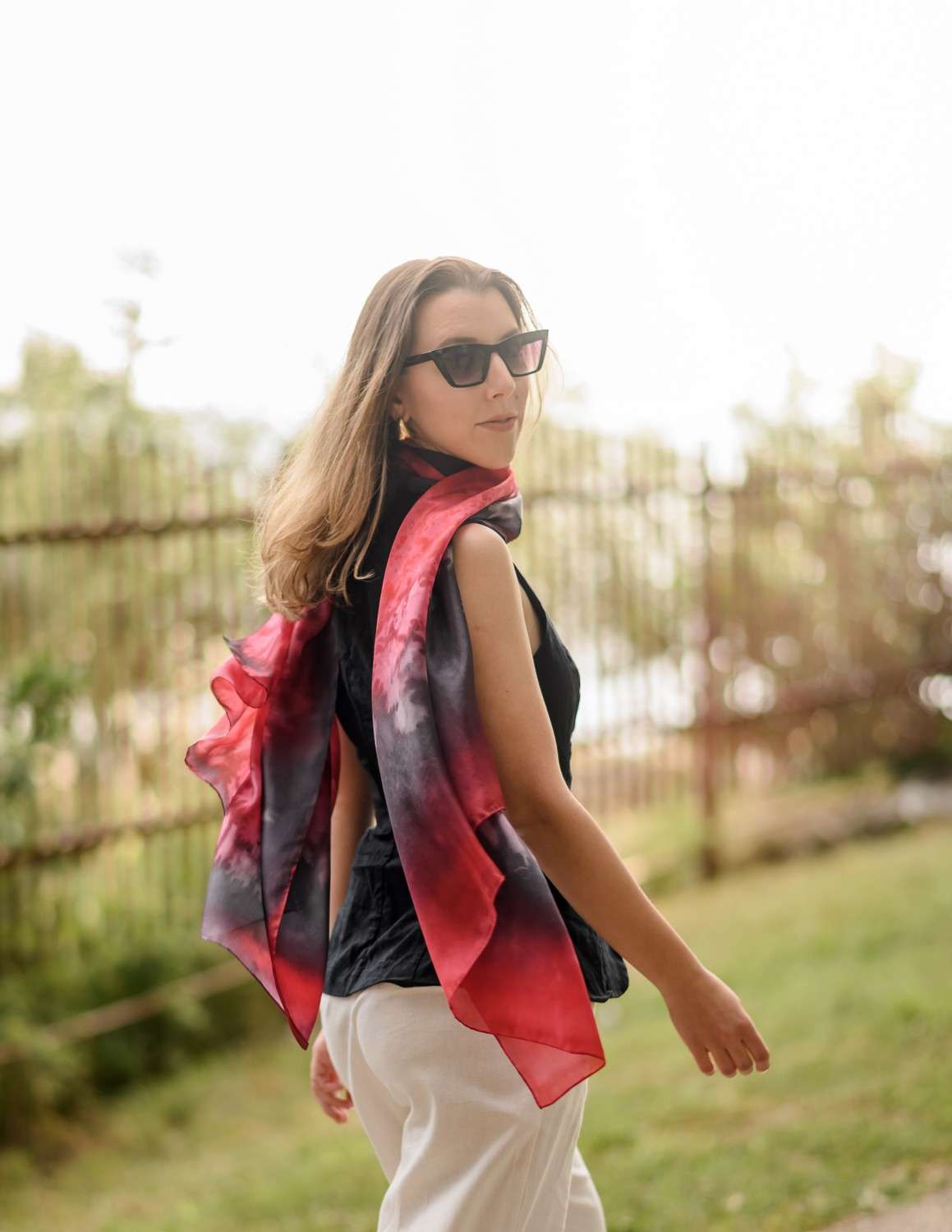 Unique Silk Scarf </br>FLAME OF THE MOMENT