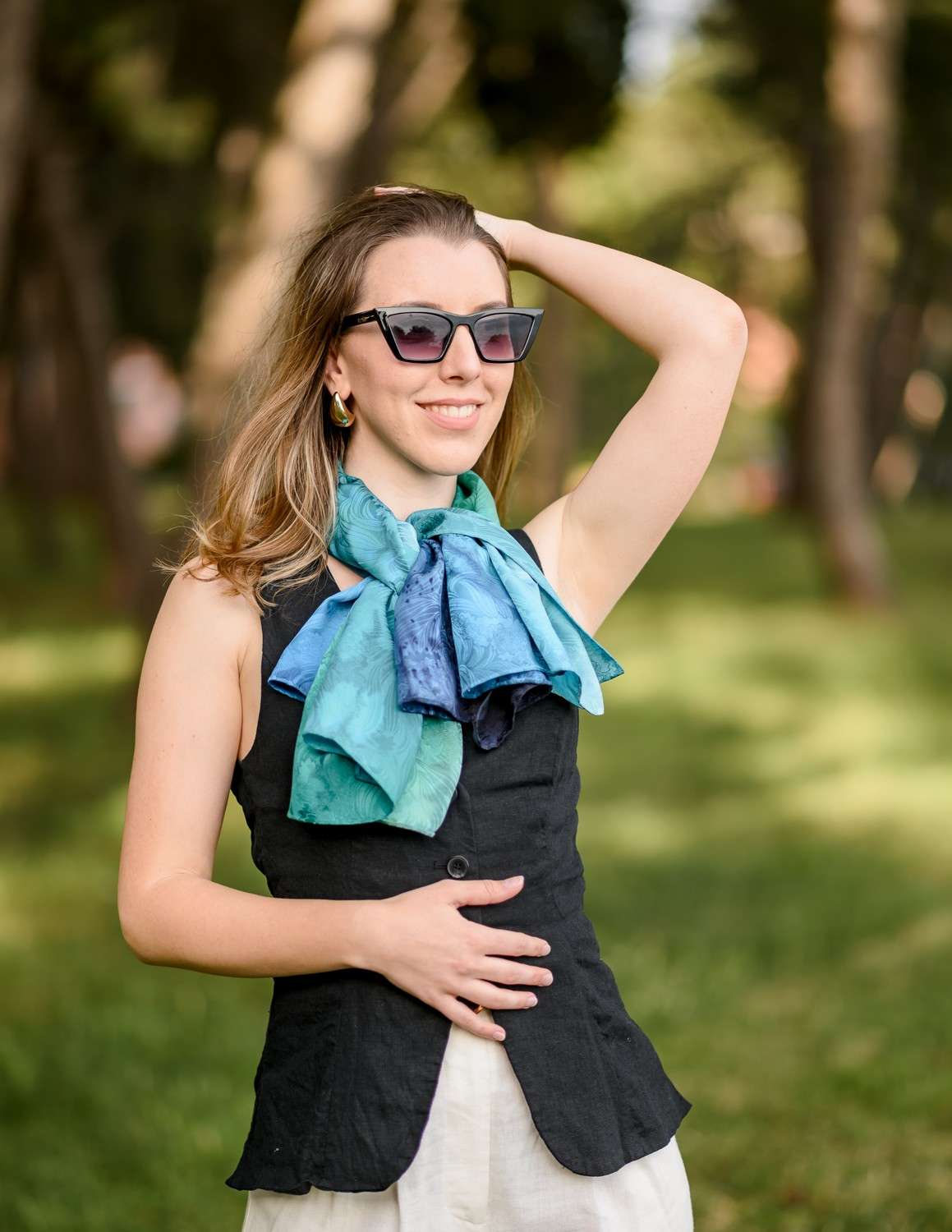 Unique Silk Scarf </br>OCEAN SHADOWS