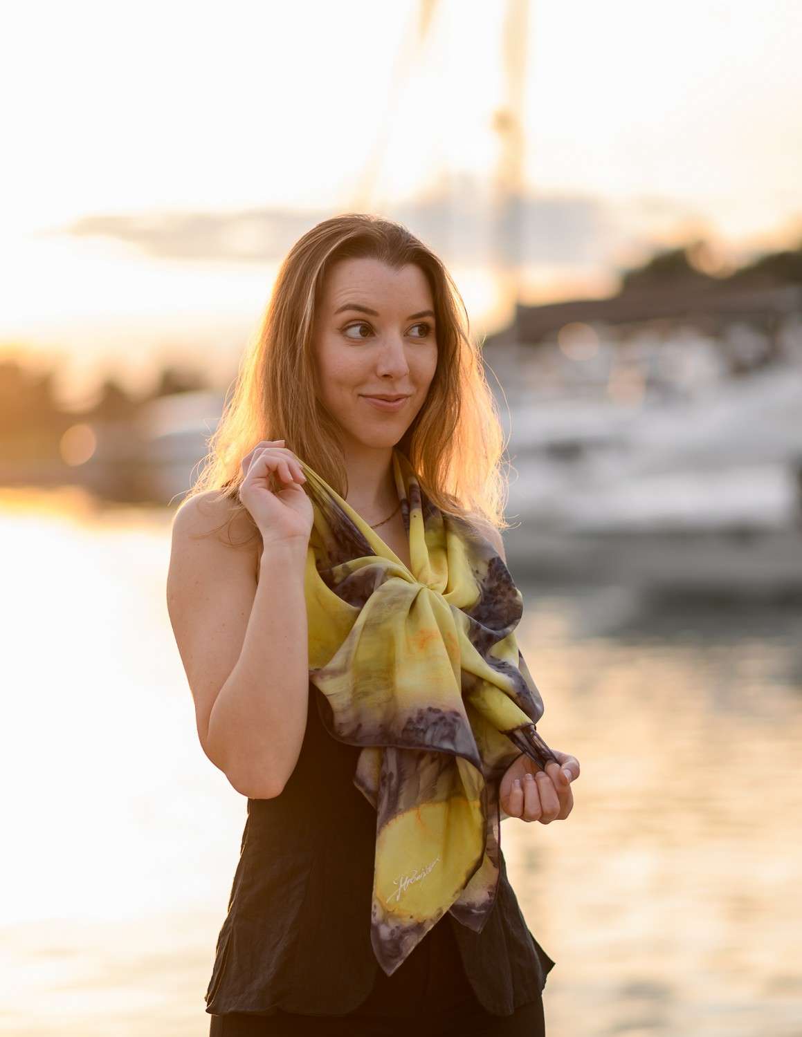 Unique Silk Scarf <br>LIGHT'S TREMBLE - Image 5