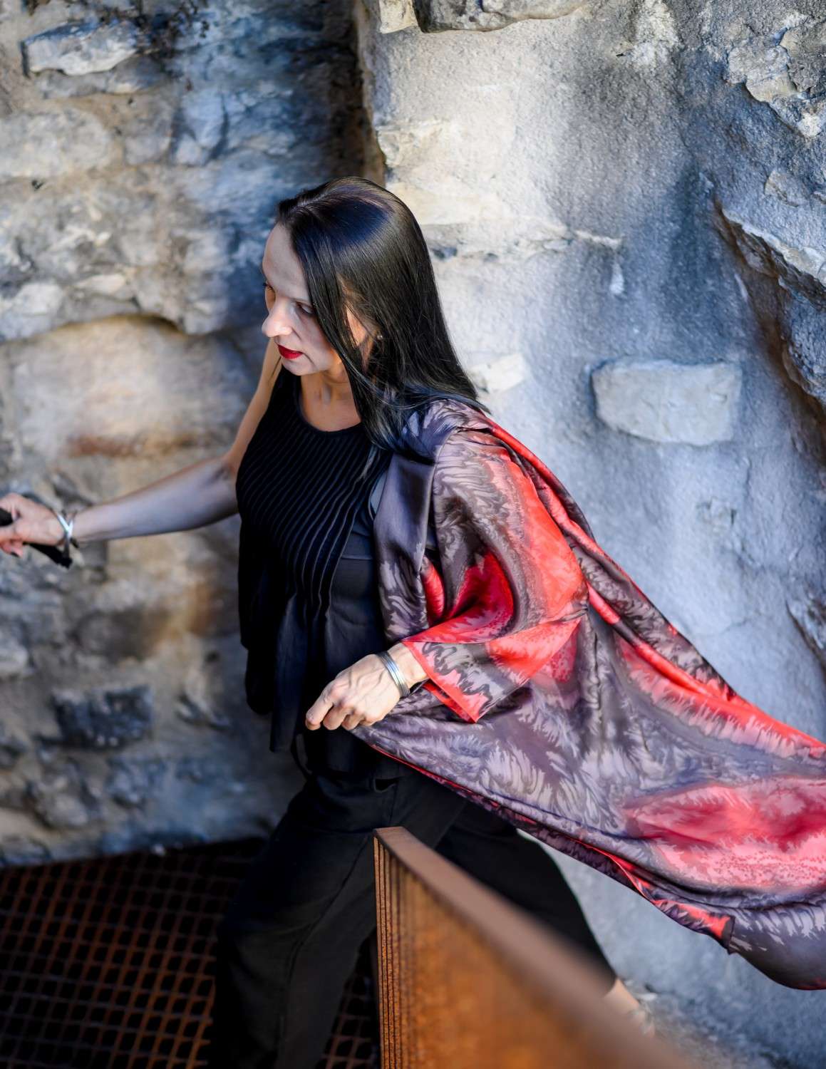 Unique Silk Shawl <br>CRIMSON RHYTHM