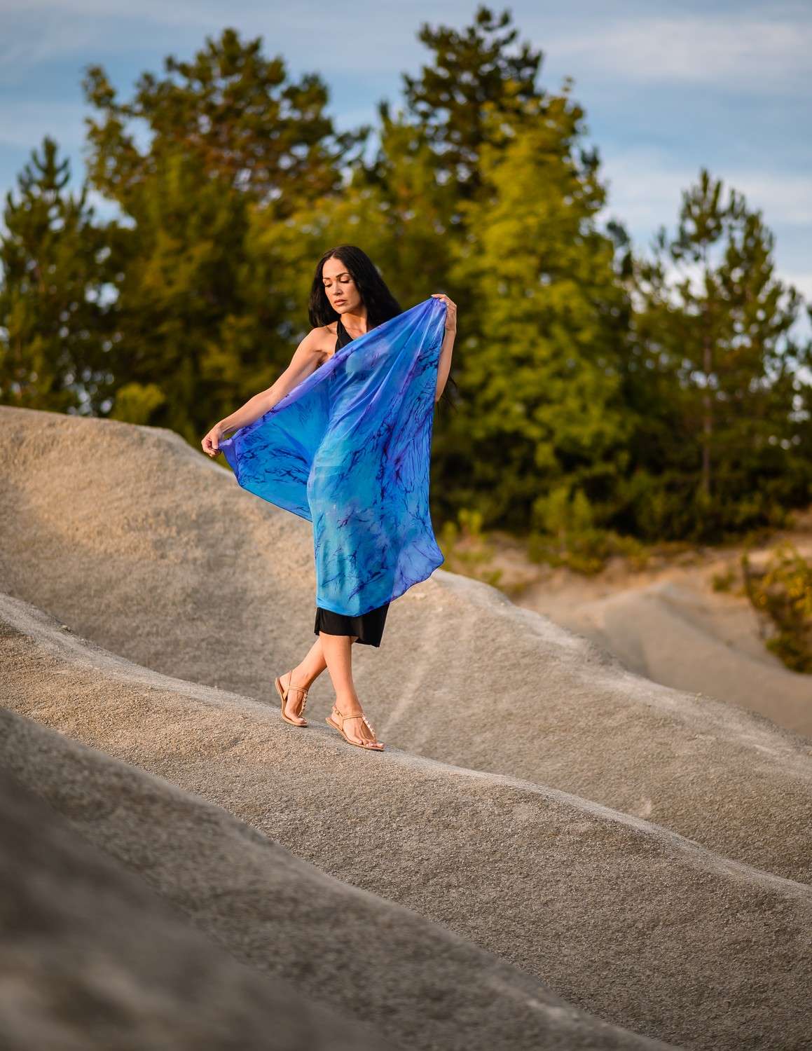 Unique Silk Shawl <br>SAPPHIRE GLEAM