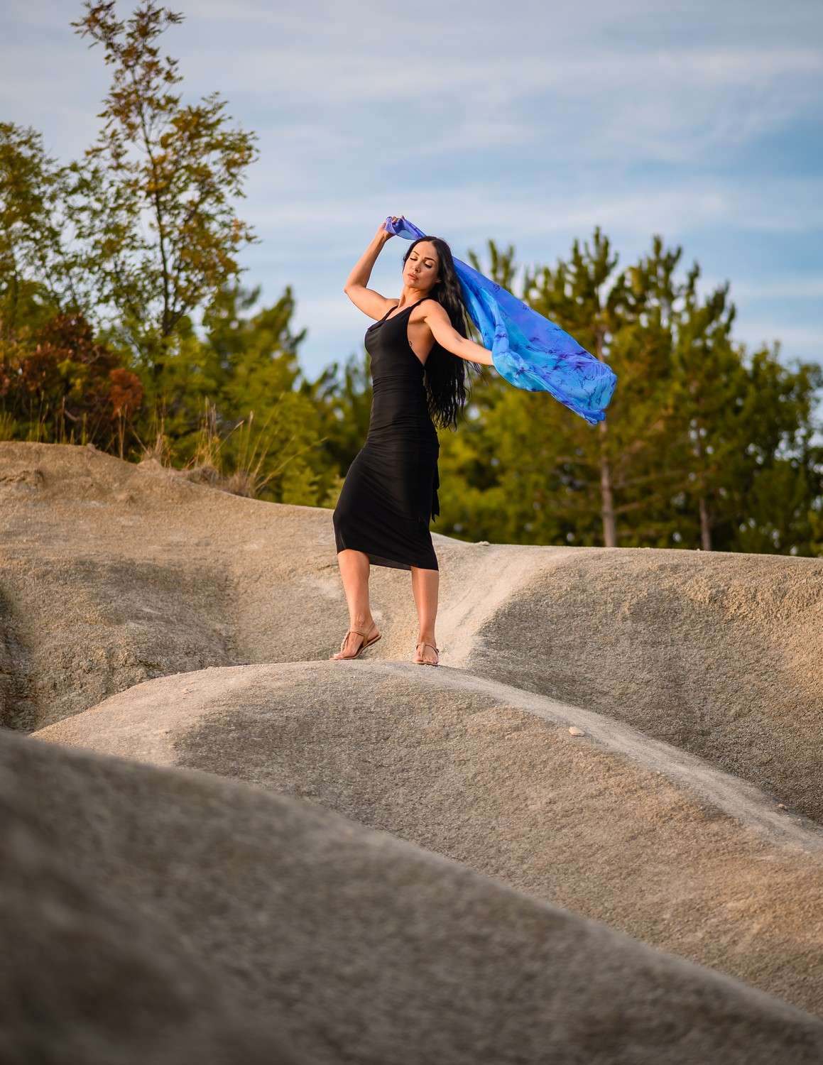 Unique Silk Shawl <br>SAPPHIRE GLEAM - Image 5