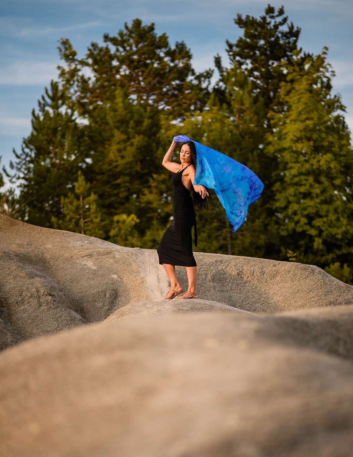 Unique Silk Shawl <br>SAPPHIRE GLEAM - Image 2