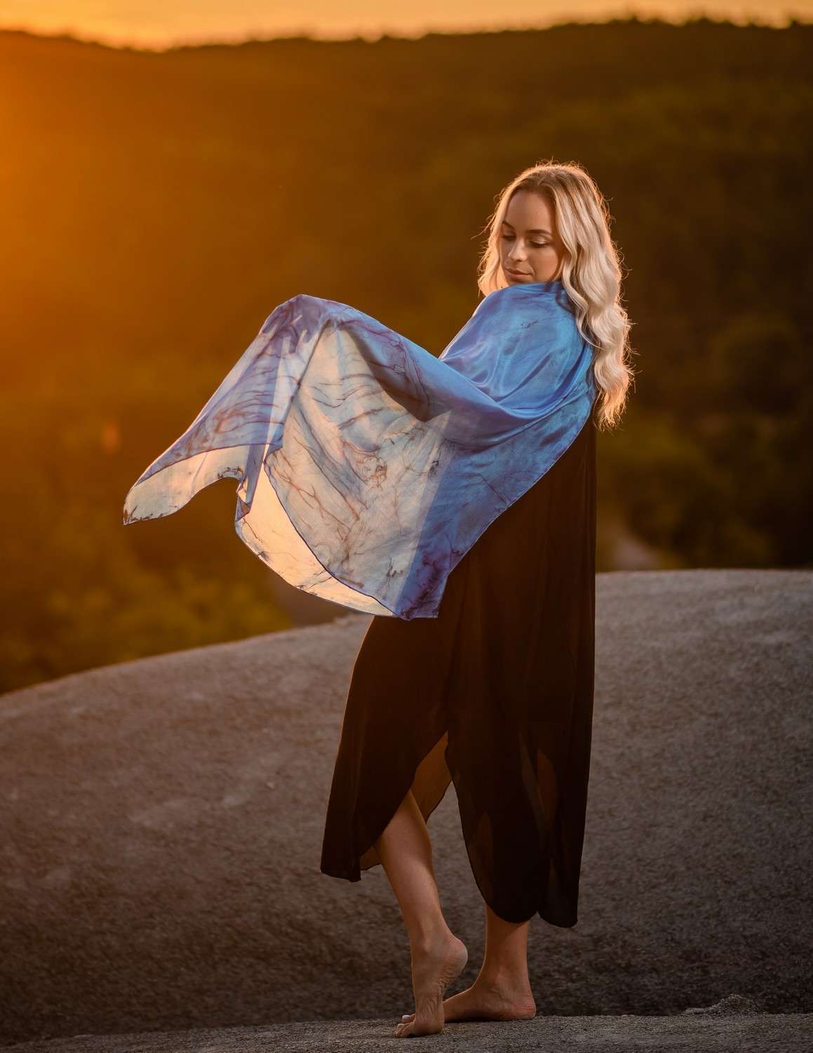 Unique Silk Shawl <br>ASHEN WHISPER - Image 5