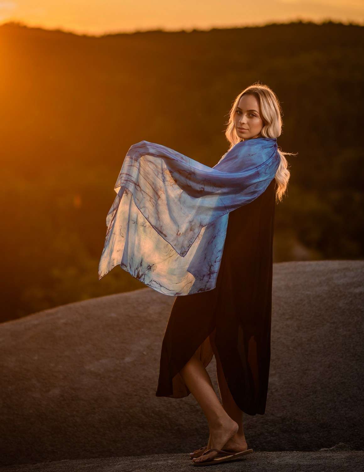 Unique Silk Shawl <br>ASHEN WHISPER - Image 2