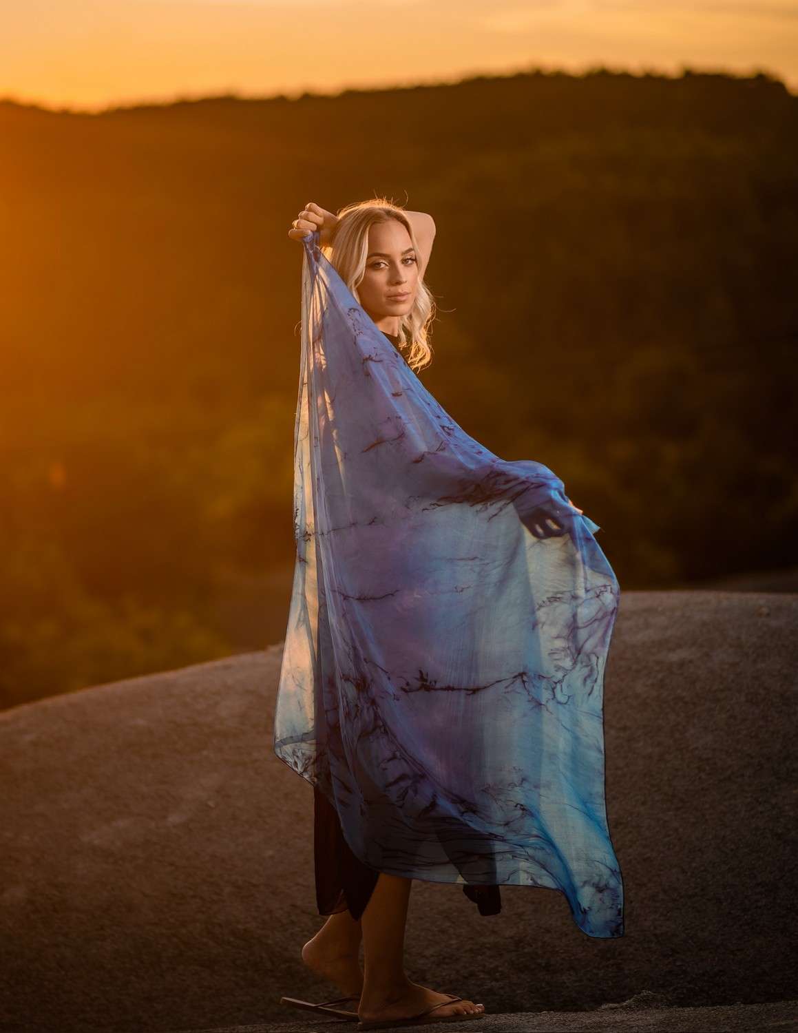 Unique Silk Shawl <br>ASHEN WHISPER - Image 3