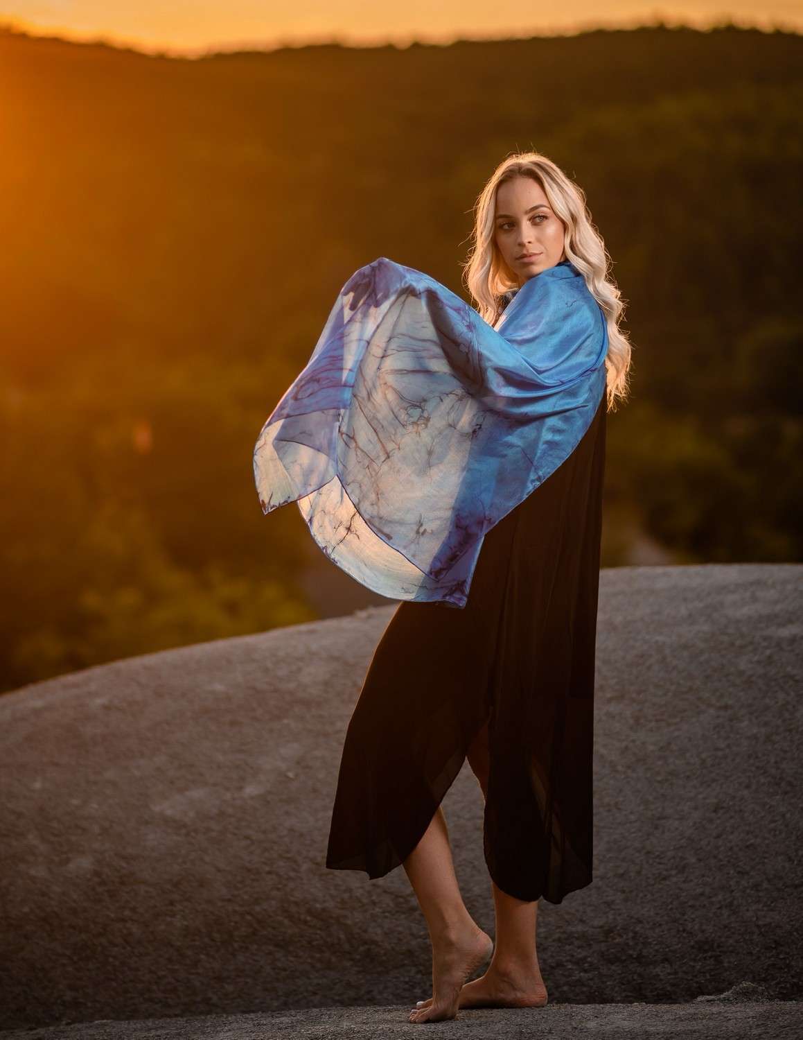 Unique Silk Shawl <br>ASHEN WHISPER - Image 4