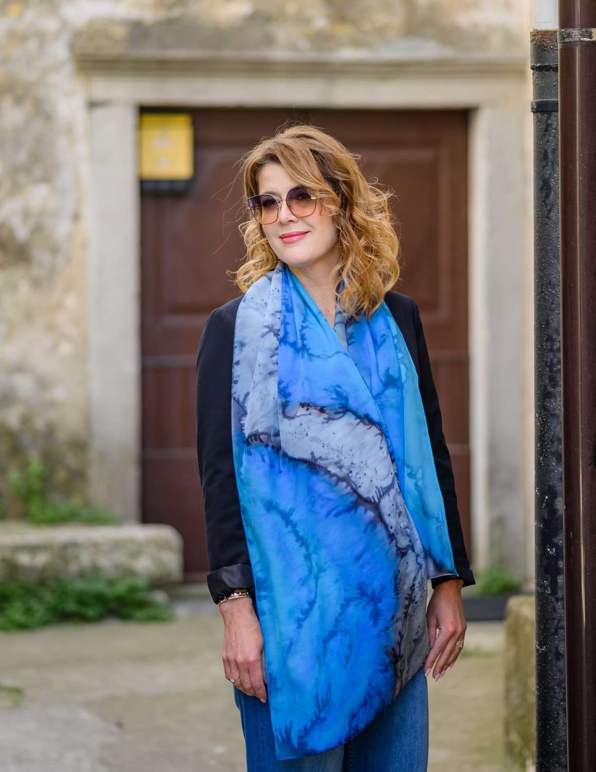 BLUE LONGING <br> Unique Silk Shawls - Image 2