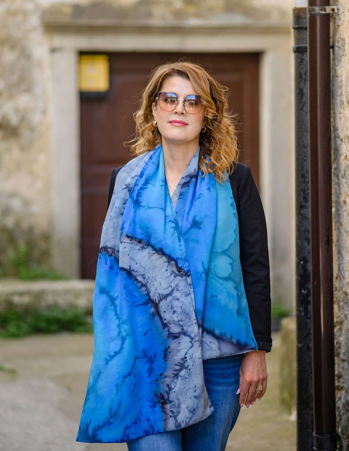 BLUE LONGING <br> Unique Silk Shawls - Image 3
