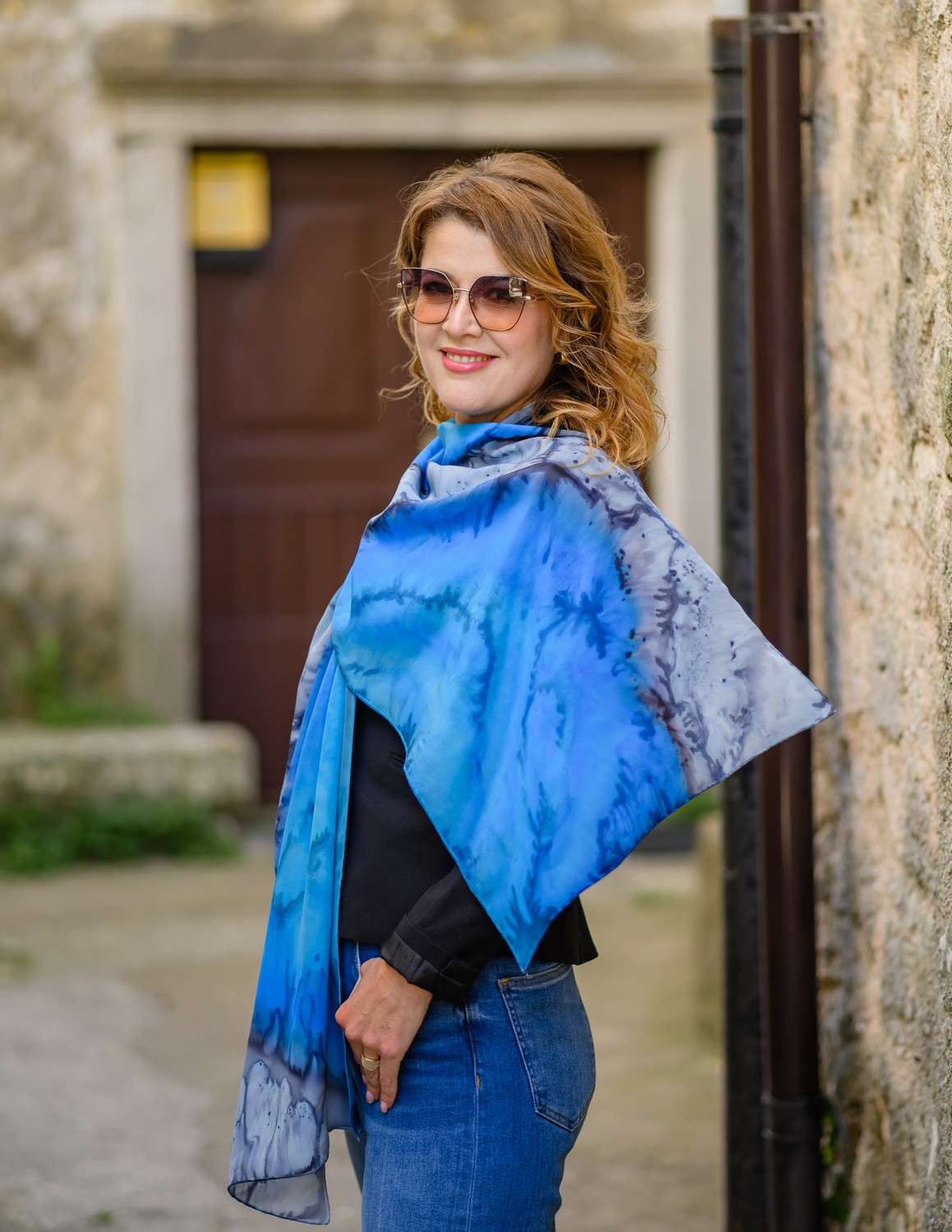 BLUE LONGING <br> Unique Silk Shawls - Image 4