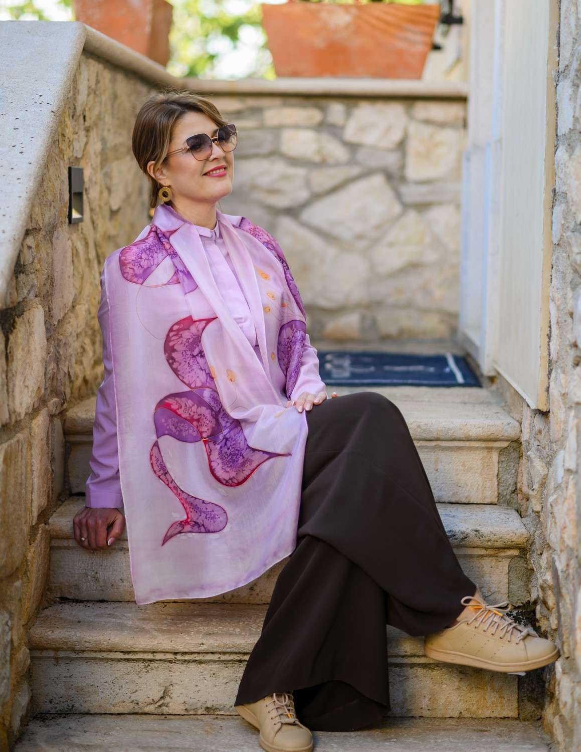 Unique Silk Scarf <br> LONGING - Image 4
