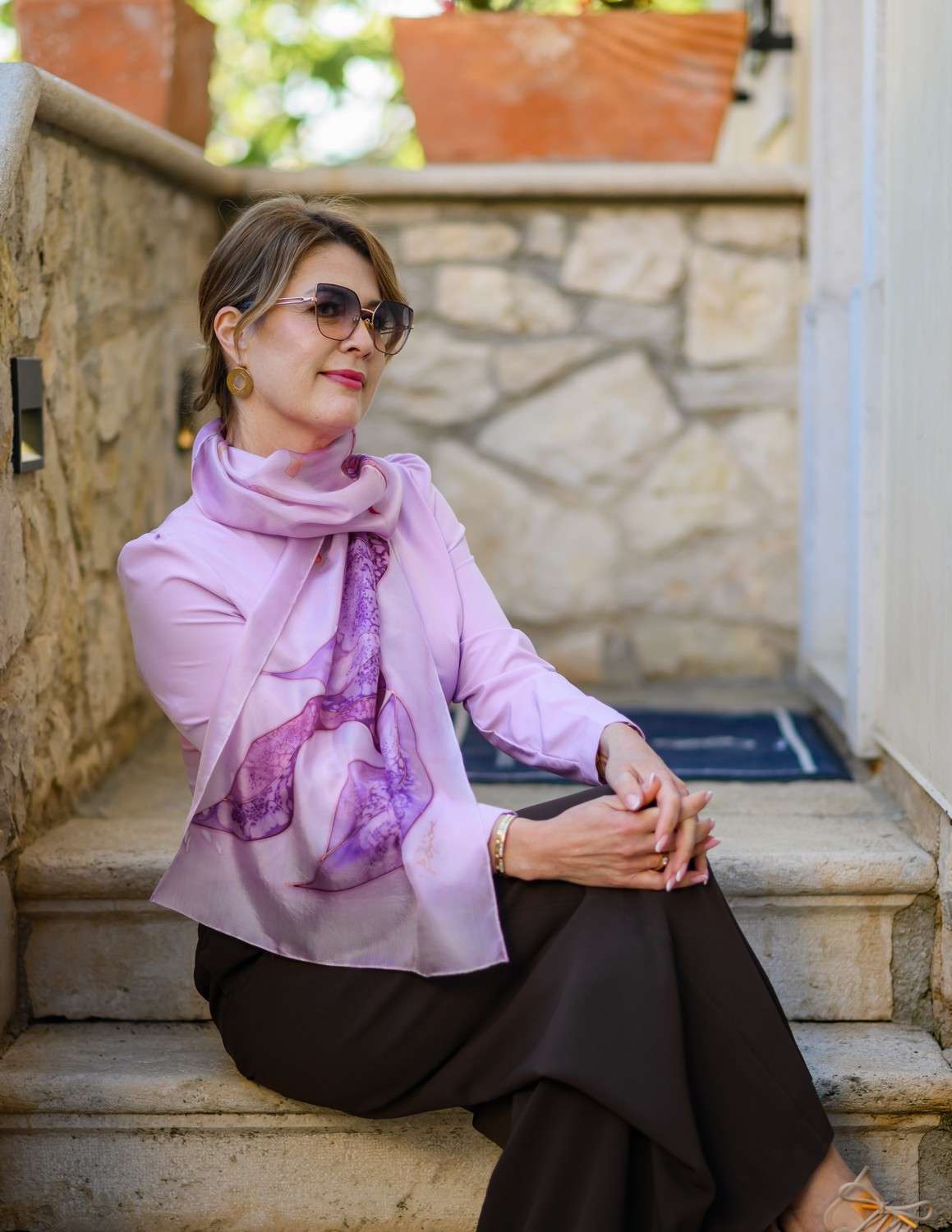 Unique Silk Scarf <br> LONGING - Image 2