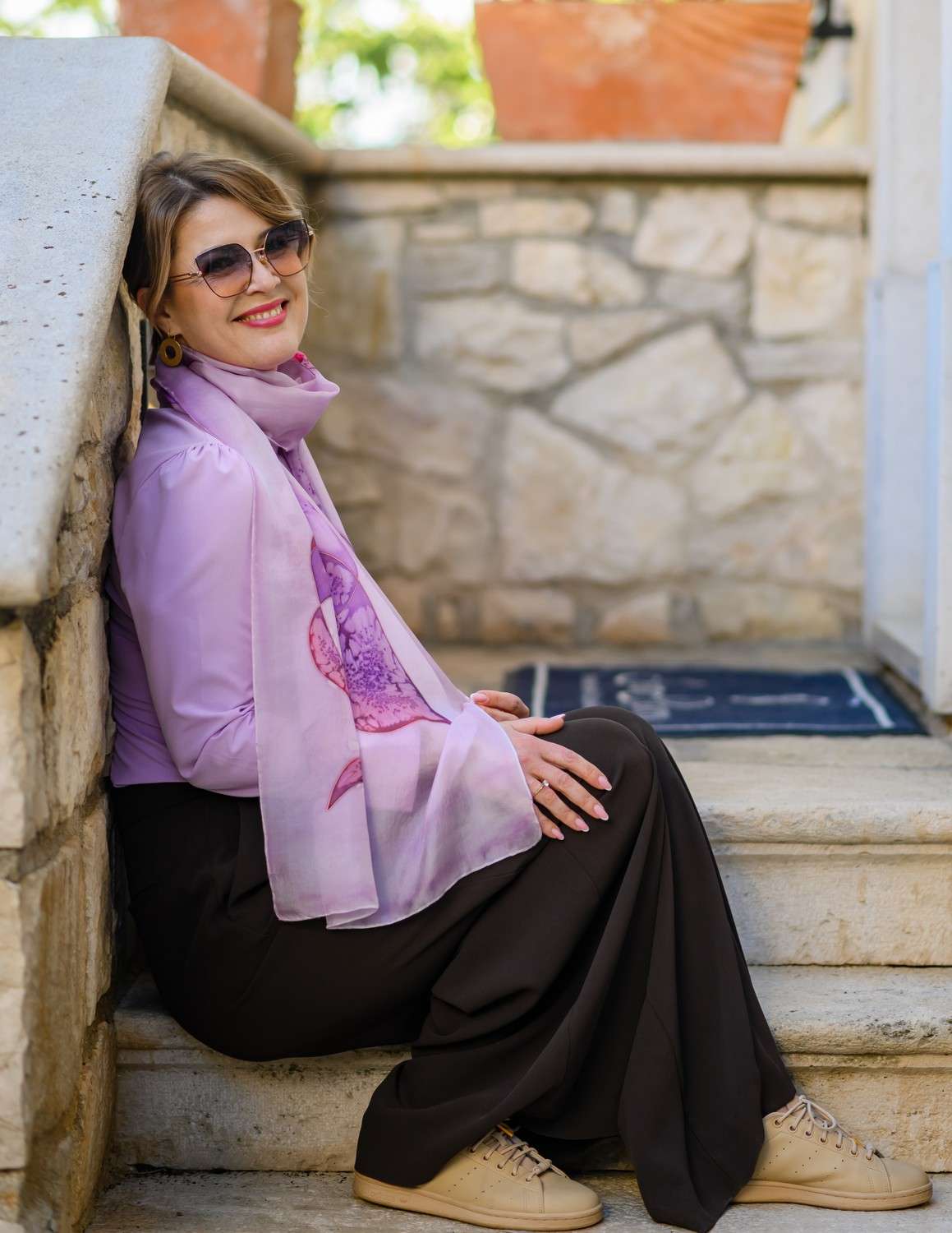 Unique Silk Scarf <br> LONGING - Image 3