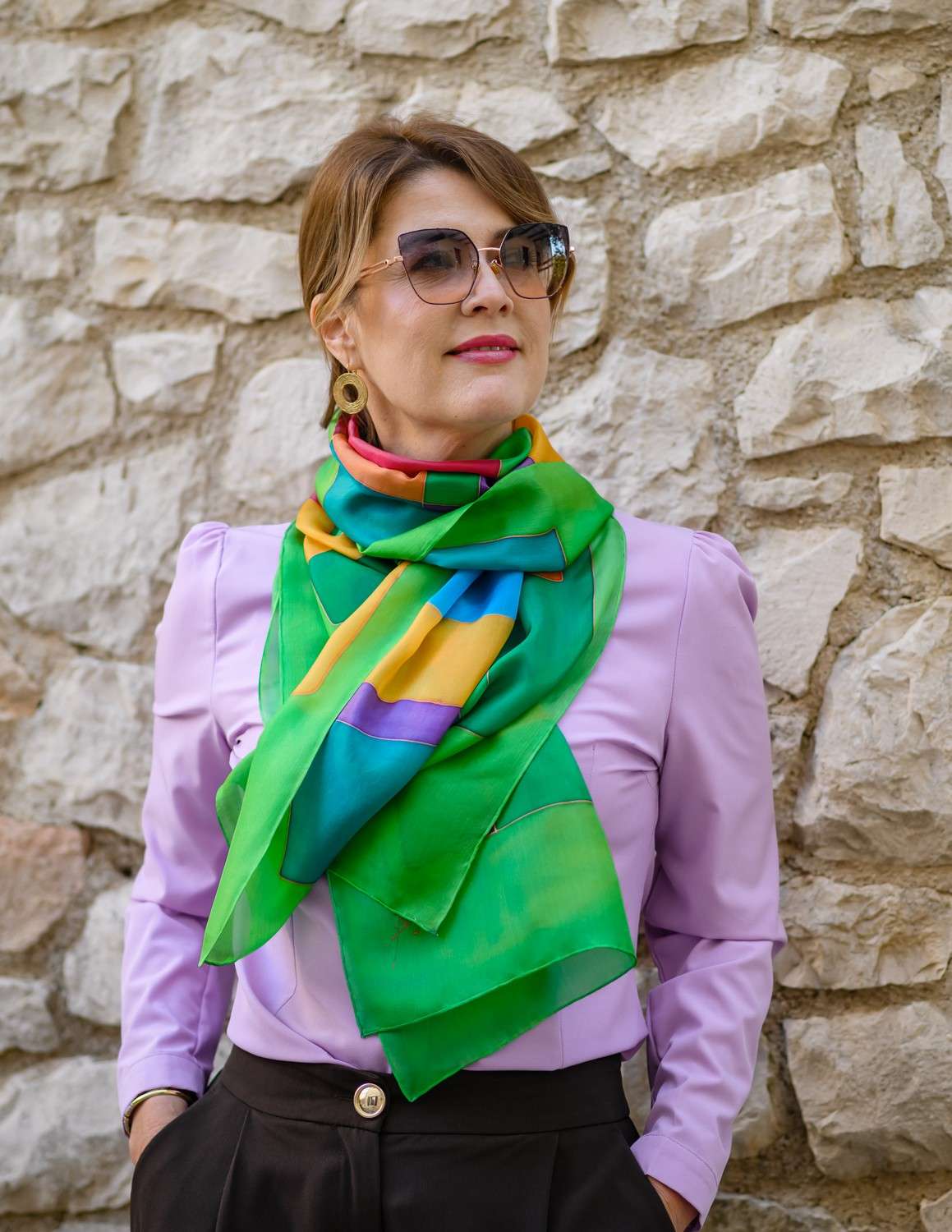 Unique Silk Scarf <br> HAPPINESS - Image 2