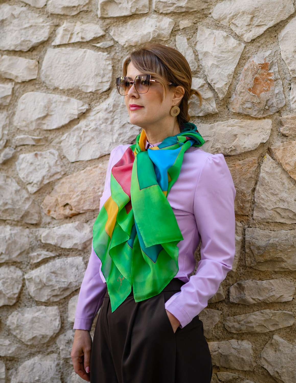 Unique Silk Scarf <br> HAPPINESS - Image 4